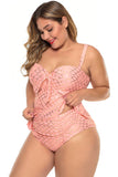 Pink Plus Size Halter Neck Peplum Tankini - Aoka Styles Australia