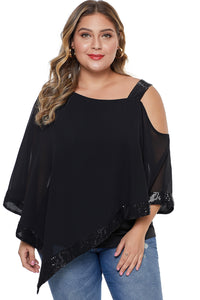 Asymmetric Cold Shoulder Plus Size Blouse - Aoka Styles Australia