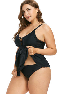 Plus Size Multi-layer Ruffles Tankini Swimwear - Aoka Styles Australia