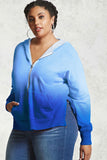 Blue Plus Size Ombre Terry Hoodie - Aoka Styles Australia