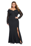 Beaded Lace Sleeve Off Shoulder Plus Size Gown - Aoka Styles Australia