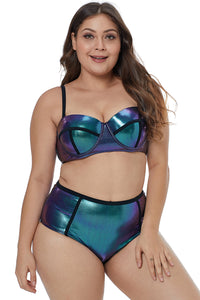 Shiny Metallic Look Plus Size Swimwear - Aoka Styles Australia