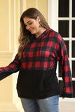 Red Plaid Patchwork Plus Size Hoodie - Aoka Styles Australia