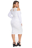 White Cold Shoulder Mesh Yoke Plus Size Dress - Aoka Styles Australia