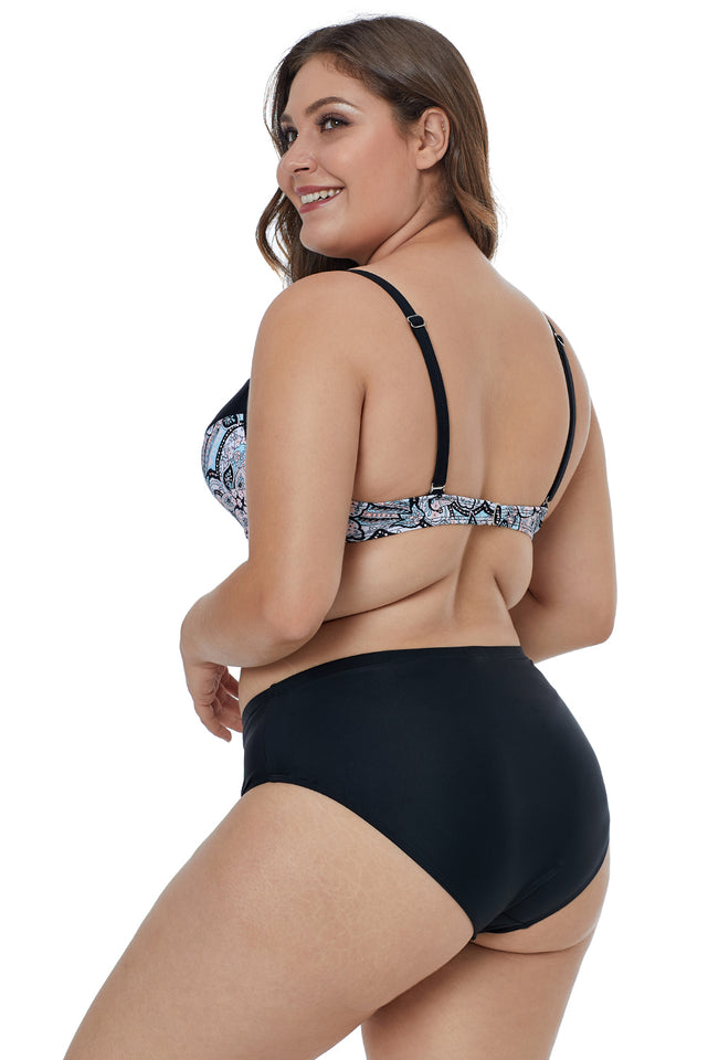 Floral Paisley Print Plus Size Swimwear - Aoka Styles Australia