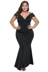 Black Short Sleeve Plus Size Slit Longline Dress - Aoka Styles Australia