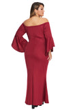 Red Plus Size Off Shoulder Flare Sleeve Maxi Dress - Aoka Styles Australia