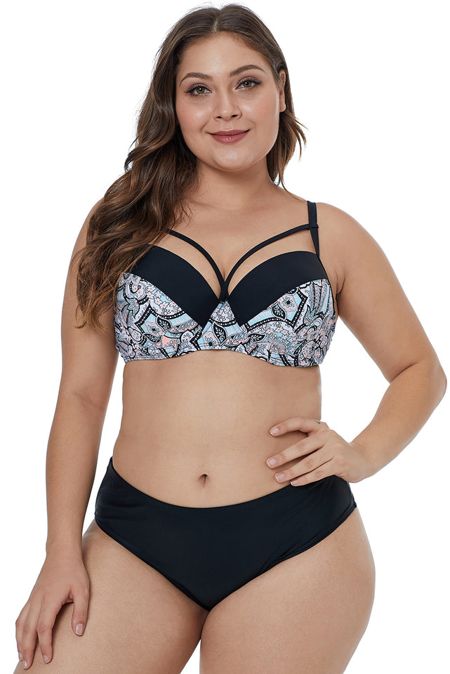 Floral Paisley Print Plus Size Swimwear - Aoka Styles Australia