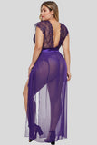 Purple Plus Size Locked Away Lover Lingerie Gown - Aoka Styles Australia