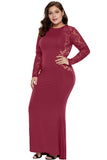 Red Lace and Knit Plus Size A-line Gown - Aoka Styles Australia