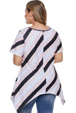 Pink Plus Size Striped Sharkbite Tee - Aoka Styles Australia