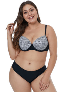 Waves Print Cups Plus Size Bikini Swimwear - Aoka Styles Australia