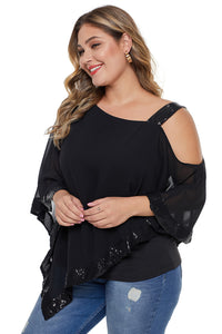 Asymmetric Cold Shoulder Plus Size Blouse - Aoka Styles Australia