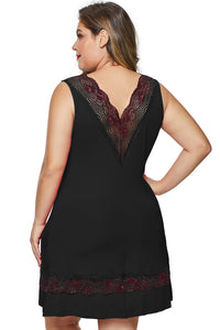 Black Plus Size Babydoll with Lace Detail - Aoka Styles Australia