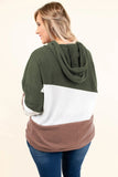 Green Lucky Break Color Block Plus Size Hoodie - Aoka Styles Australia