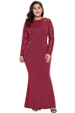 Red Lace and Knit Plus Size A-line Gown - Aoka Styles Australia