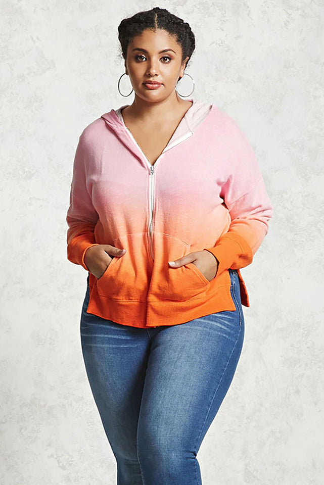 Orange Plus Size Ombre Terry Hoodie - Aoka Styles Australia