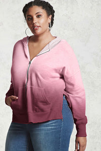 Red Plus Size Ombre Terry Hoodie - Aoka Styles Australia