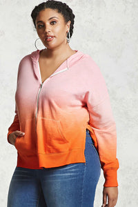 Orange Plus Size Ombre Terry Hoodie - Aoka Styles Australia