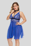 Blue Plus Size Choker Babydoll Set - Aoka Styles Australia