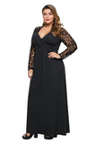 Black Lace Sleeve Cross Wrap Bust Ruched Back Plus Size Dress - Aoka Styles Australia