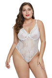 White Sweet Floral Plus Size Teddy Lingerie - Aoka Styles Australia