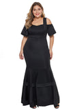 Black Cold Shoulder Plus Size Mermaid Dress - Aoka Styles Australia