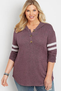 Purple Plus Size Long Sleeve Pullover Hoodie - Aoka Styles Australia