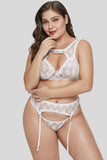 White Hollow-out Bust Plus Size Bralette Set - Aoka Styles Australia