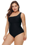 One Shoulder Grid Cutout Side Plus Size Maillot Swimwear - Aoka Styles Australia