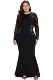 Black Lace and Knit Plus Size A-line Gown - Aoka Styles Australia