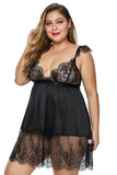 Black Lace Splice Plus Size Slip Babydoll Dress - Aoka Styles Australia