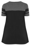 Black Plus Size Colour Block Top - Aoka Styles Australia