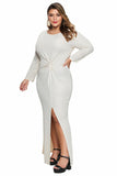 Apricot Plus Size Long Sleeve Twist Detail Maxi Metallic Dress - Aoka Styles Australia