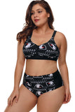 Eagles and Stars Black 2pcs Plus Size High Waist Swimsuit - Aoka Styles Australia