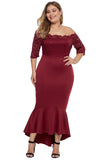 Off Shoulder Scalloped Neckline Lace Bodice Plus Size Dress - Aoka Styles Australia