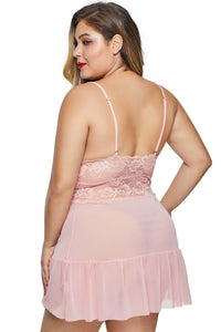 Pink Fluttering Plus Size Chemise - Aoka Styles Australia