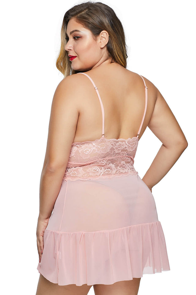 Pink Fluttering Plus Size Chemise - Aoka Styles Australia