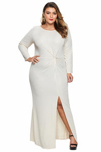 Apricot Plus Size Long Sleeve Twist Detail Maxi Metallic Dress - Aoka Styles Australia