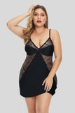 Black Print Lace Hollow-out Plus Size Lingerie - Aoka Styles Australia