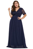 Blue Plus Size Chiffon Evening Party Maxi Dress - Aoka Styles Australia