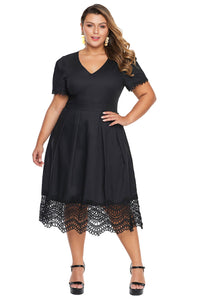 Lace Hemline Pleated Plus Size Dress - Aoka Styles Australia