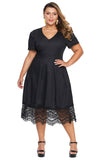 Lace Hemline Pleated Plus Size Dress - Aoka Styles Australia