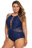 Blue Plus Shamilar High-Neck One Piece Swimsuit - Aoka Styles Australia