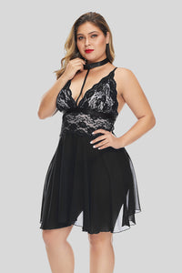 Black Plus Size Choker Babydoll Set - Aoka Styles Australia