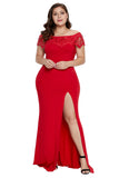 Red Off Shoulder Plus Size Prom Dress - Aoka Styles Australia