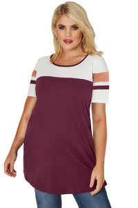 Red Plus Size Colour Block Top - Aoka Styles Australia