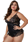 Black Lace Cups Silky Satin Plus Size Chemise - Aoka Styles Australia