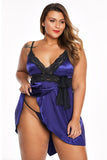 Purple Lace V Neckline Plus Size Babydoll - Aoka Styles Australia