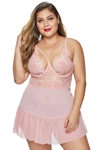 Pink Fluttering Plus Size Chemise - Aoka Styles Australia